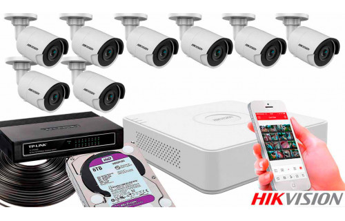Комплект видеонаблюдения на 8 камер для улицы 8mp IP